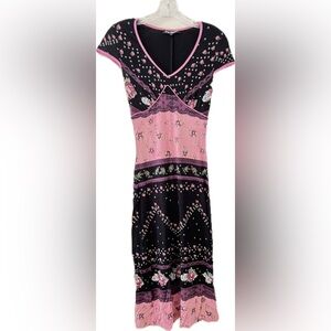Betsey Johnson floral cap sleeve Midi Dress , Size P